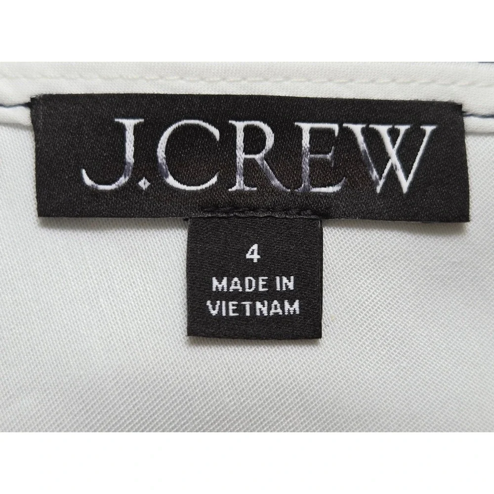 J. Crew Shell Top Contrast-stitch Cotton Poplin Women 4 White NWT $98 CV049